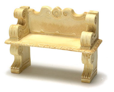 Dollhouse Miniature Victorian Bench, Tan, 2Pc